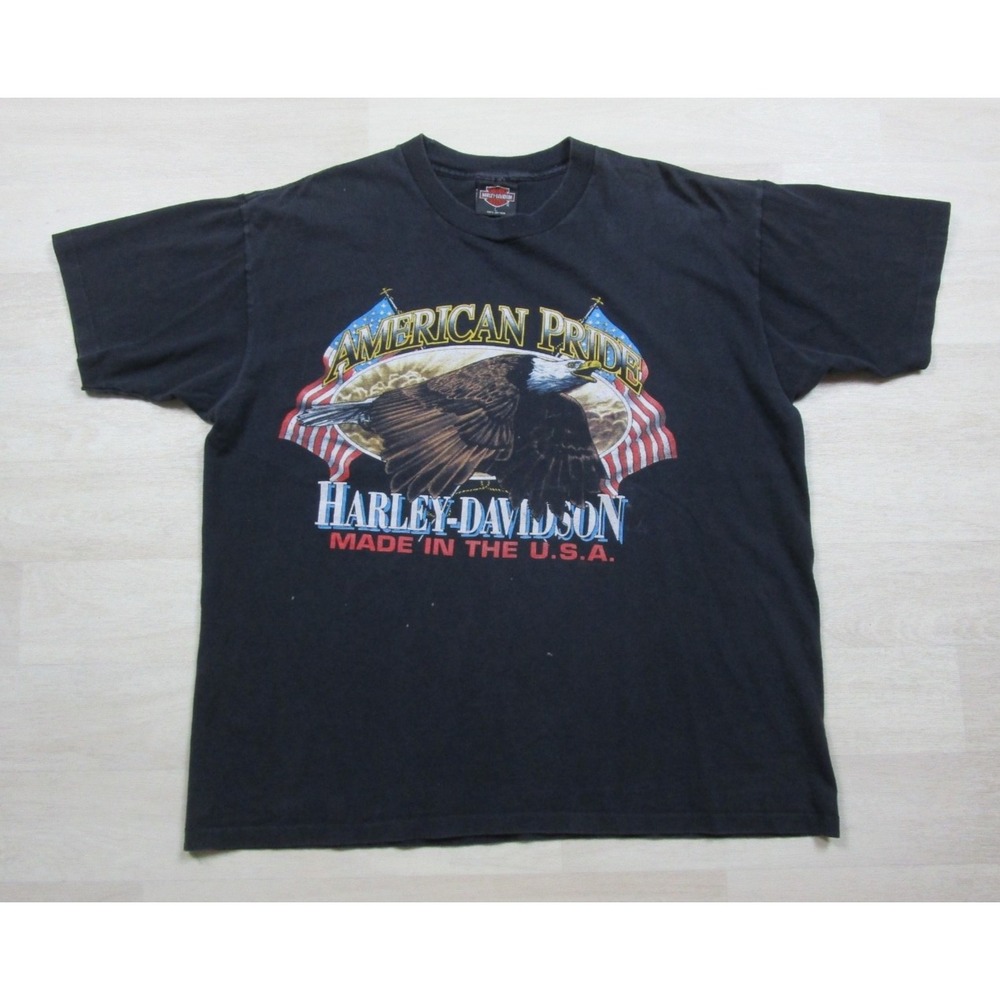 Vintage 90s Harley Davidson "Made in USA" T-Shirt (L) Biker Eagle Single Stitch